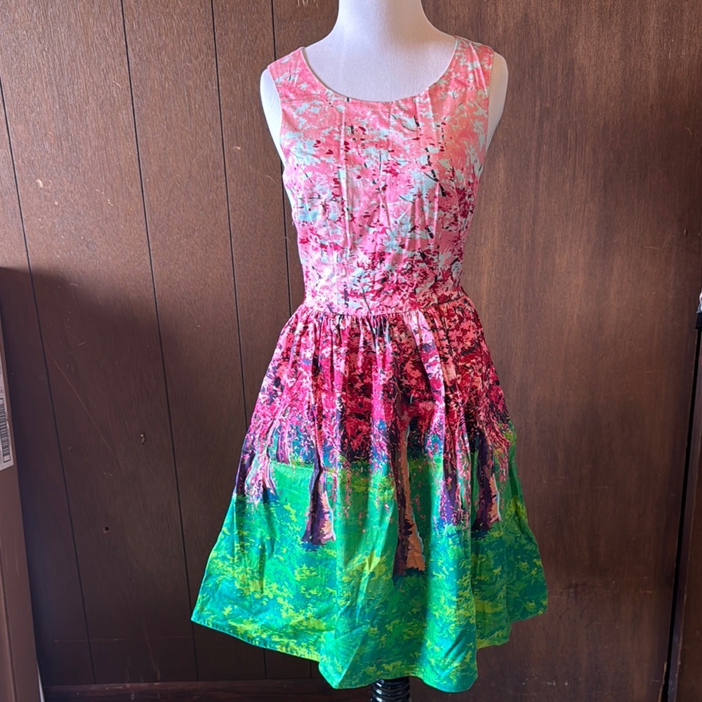 ModCloth Pink and Green Trees Dress